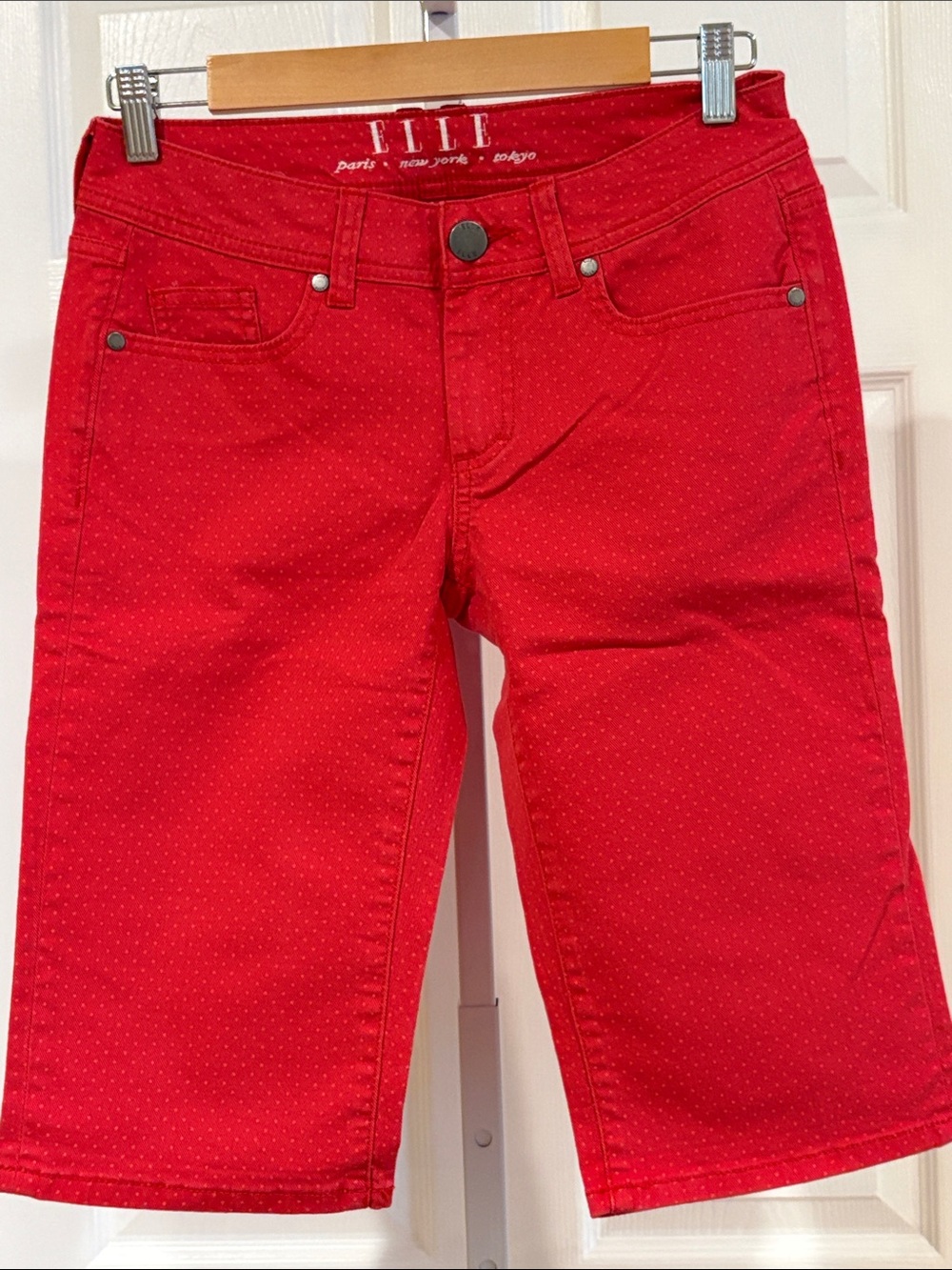 NWOT Elle Pink Polka-Dot Knee-Length Shorts 2